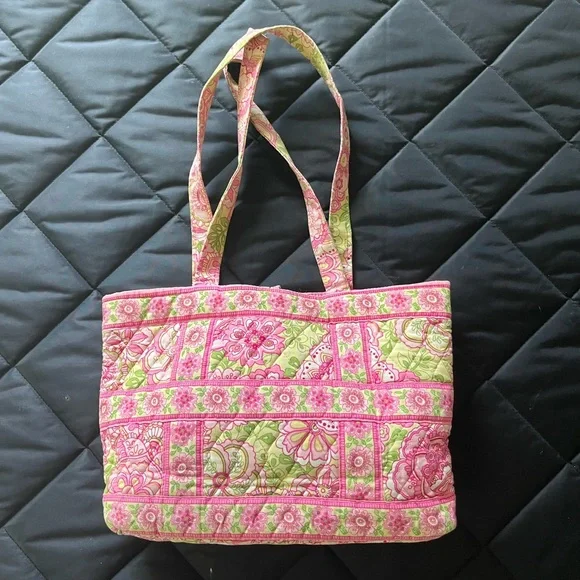 Vintage Vera Bradley pink and green small toggle tote bag - Picture 5 of 7